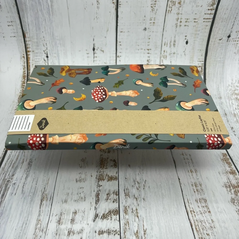 DENIK Mushroom Garden Classic Layflat Notebook, 8.25-inch Length, NWT